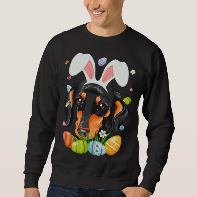 Moletom Bunny Dachshund Dog Head Easter Eggs Wiener Easter (Frente)