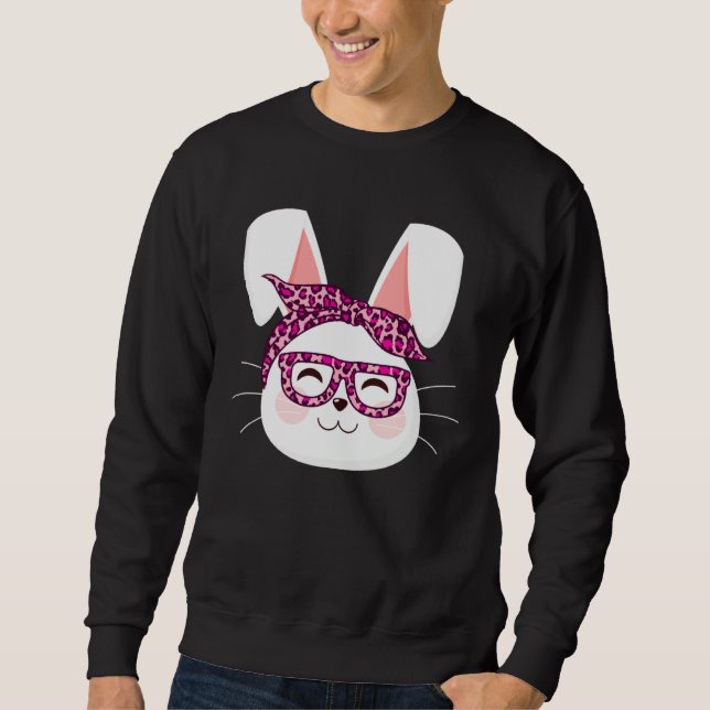 Moletom Bunny face Cool Easter Bunny with Glasses Easter   (Frente)