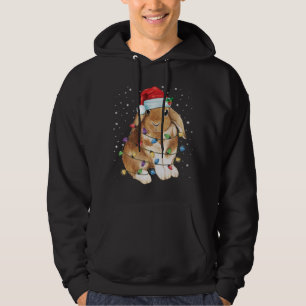 Moletom Bunny Rabbit Natal Luz Santa Hat Engraçado Xmas