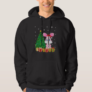 Moletom Bunny Xmas Tree Lighting Santa Hat Bunny Natal