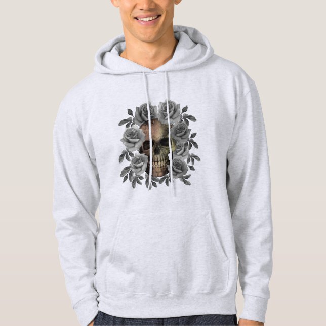 MOLETOM BUQUÊ DE FLORES CRÂNIO PRETO E BRANCO (Frente)