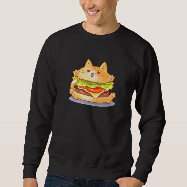 Moletom Burger Cat Catburger Cute Hamburger Bun Foodie (Frente)