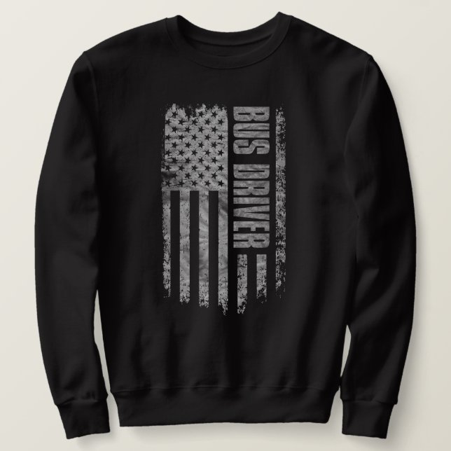 Moletom Bus Driver USA Flag Distressed design (Frente do Design)
