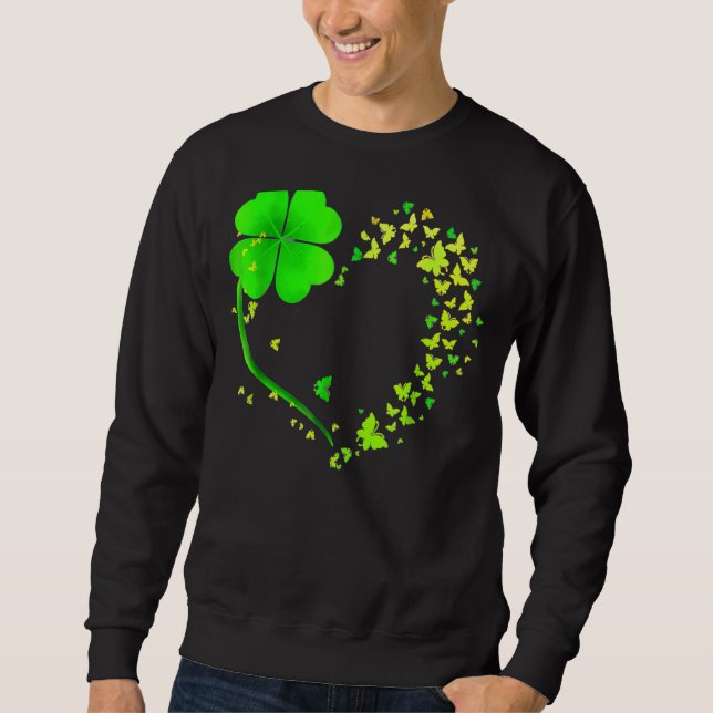 Moletom Butterfly Heart Leaf Rua Irlandesa Patrick Day Clo (Frente)