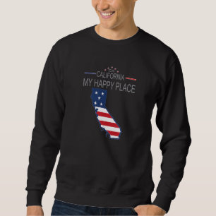 Moletom CA California My Happy Place USA Flag Map