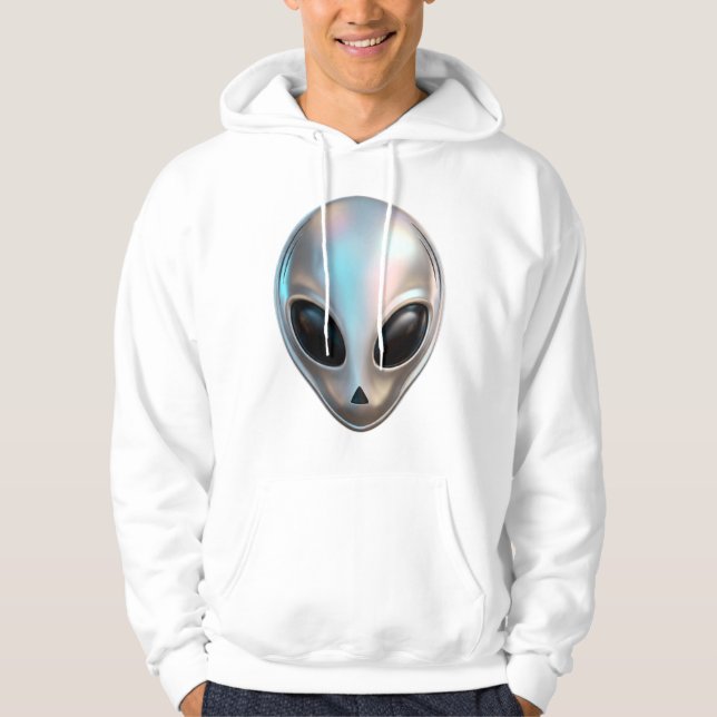 Moletom Cabeça de Alien em Cromo Metálico Retro Y2K Ficção (Frente)