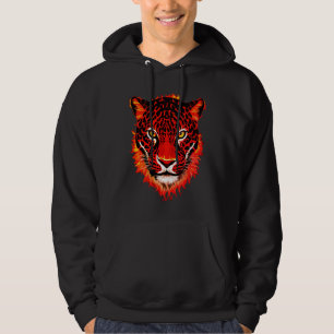 Moletom Cabeça de Leopardo Vermelho Flamejante