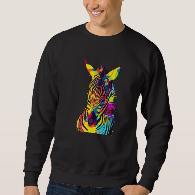 Moletom Cabeça de Zebra Arte Pop Colorida (Frente)