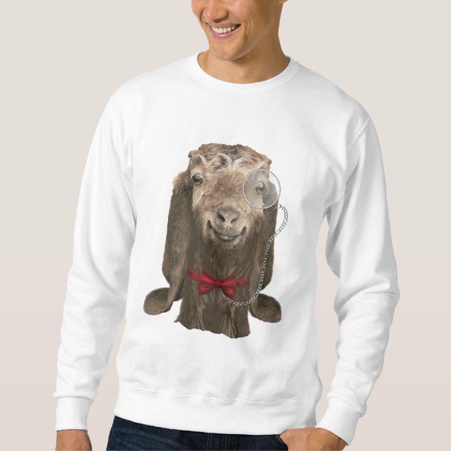 Moletom Cabra Núbia Engraçada com Monóculo (Frente)