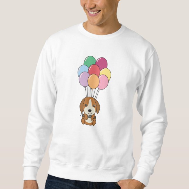 Moletom Cachorro Beagle Voa Com Balões Coloridos (Frente)