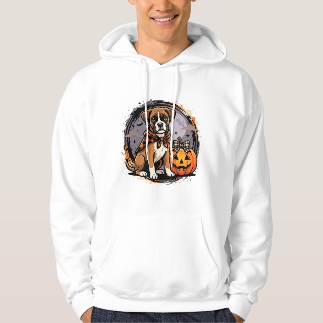 Moletom Cachorro Boxer Dia das Bruxas Abóbora Sublimação (Frente)