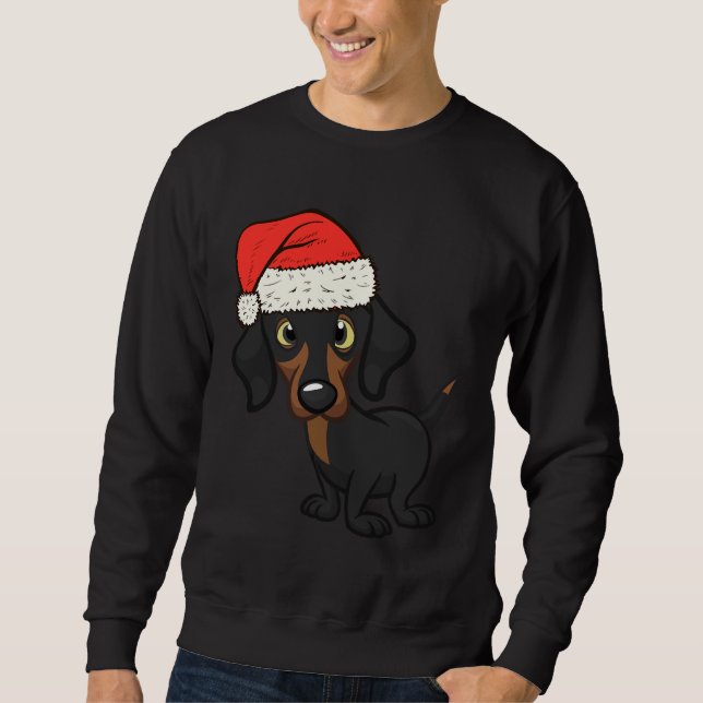 Moletom Cachorro Cachshund Vestindo Santa Hat (Frente)