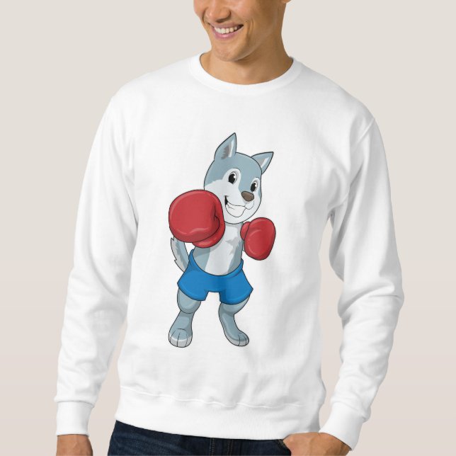 Moletom Cachorro como Boxer com luvas de boxe (Frente)
