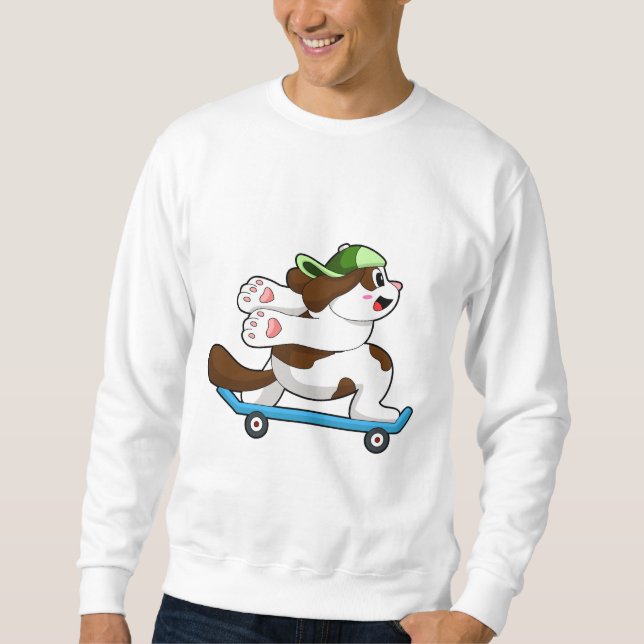 Moletom Cachorro como skater com skate (Frente)