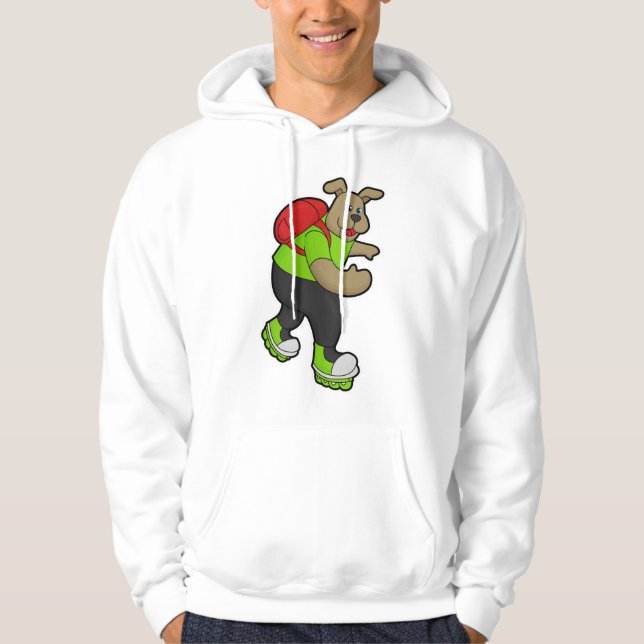 Moletom Cachorro como skater com skates embutidos e mochil (Frente)