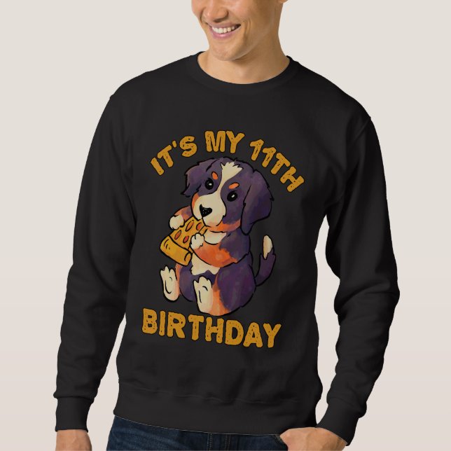 Moletom Cachorro da Montanha Bernese Comendo Pizza É Meu 1 (Frente)