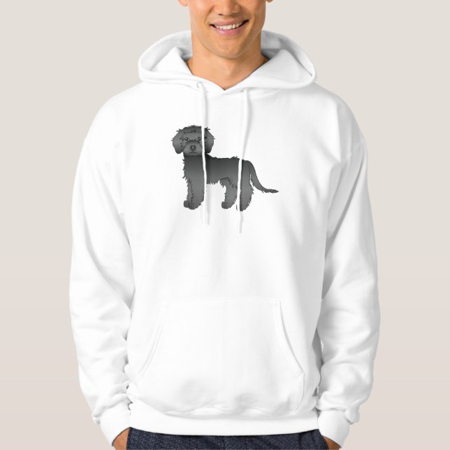 Moletom Cachorro de Cartoon Negro Mini Goldendoodle (Frente)