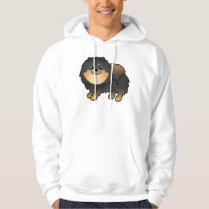 Moletom Cachorro De Cartoon Pomeraniano, Preto E Barrado