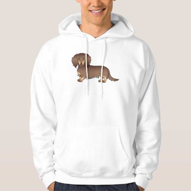 Moletom Cachorro de desenho animado Dachshund de pelo long (Frente)