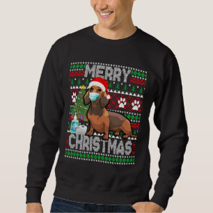 Moletom Cachorro De Natal Vestindo Máscara E Papai Noel
