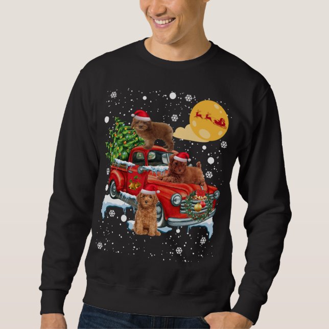 Moletom Cachorro De Poodô De Natal Com Caminhão Vermelho V (Frente)