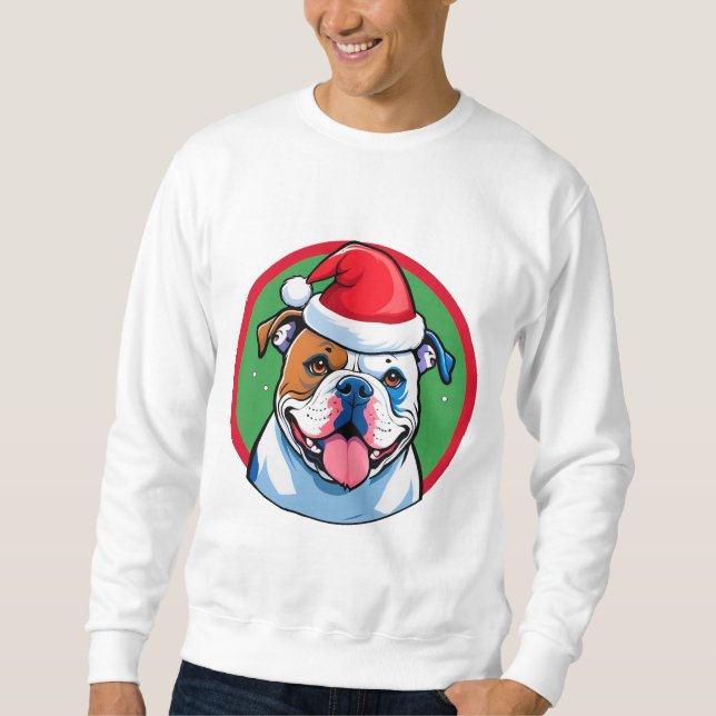 Moletom Cachorro Feliz Dentro de Grinalda Festiva de Natal (Frente)