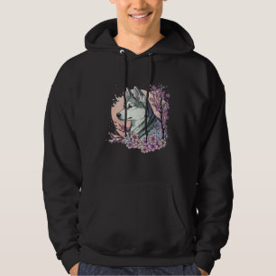 Moletom Cachorro Japonês Floral Siberian Husky Flor de Cer