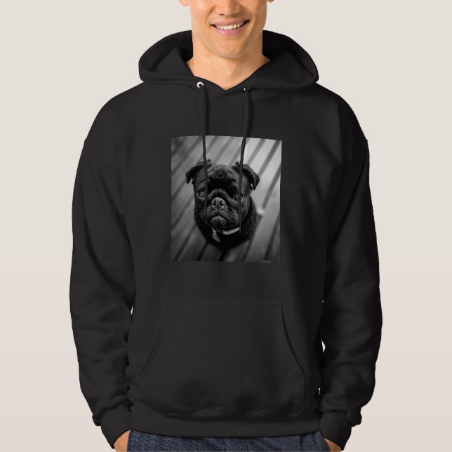 Moletom Cachorro Negro com rosto bonito T-Shirt clássico 4 (Frente)