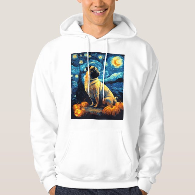 Moletom Cachorro Pug de Van Gogh noite estrelada halloween (Frente)