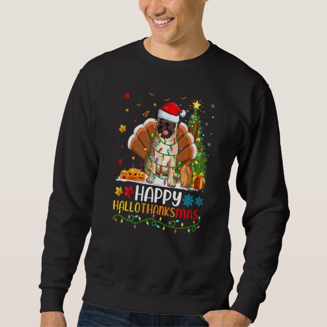 Moletom Cachorro Pug Pug Feliz Oláobrigadotnatal (Frente)