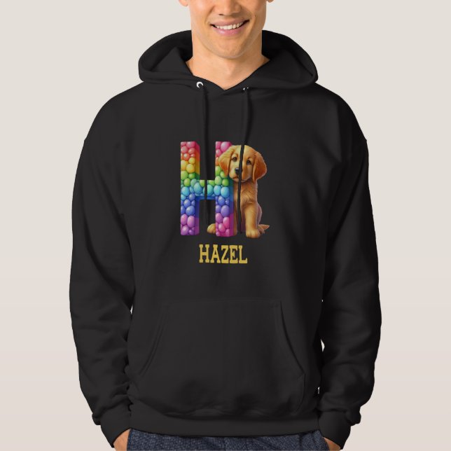 Moletom Cachorros - Letra Hazel Name Rainbow Dog (Frente)