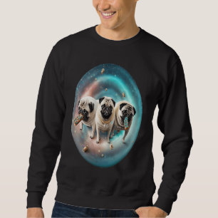 Moletom Cachorros Pug No Espaço Com Donuts Cachorros Pug F