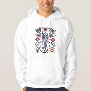 Moletom Caduceu Médico Vintage Patriota Enfermeira Vetor D