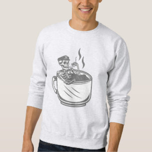 Moletom café com esqueleto de halloween retro