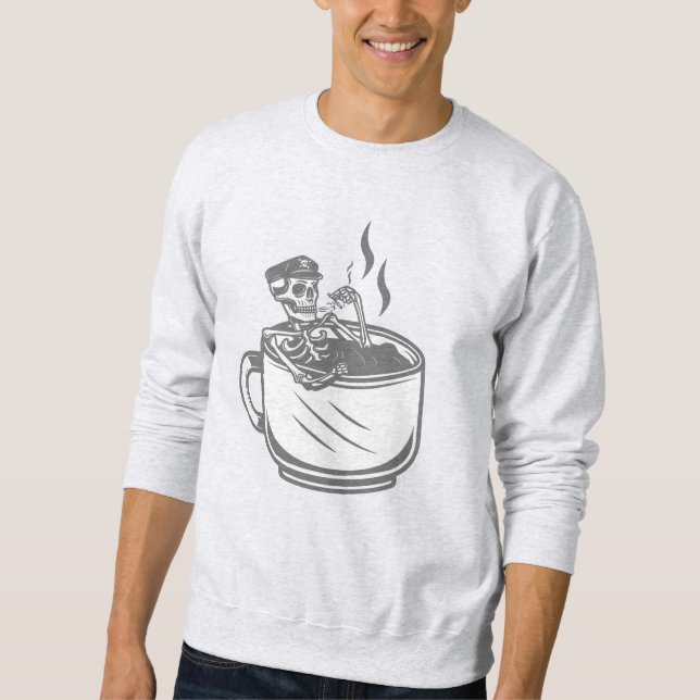 Moletom café com esqueleto de halloween retro (Frente)