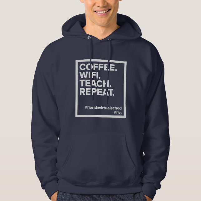 Moletom Café FLVS. WiFi. Ensino. Repetir. Marinho Hoodie (Frente)