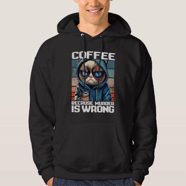 Moletom Café Gato, café, porque homicídio é errado 3 (Frente)