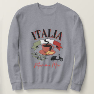Moletom Café Vintage Italia, Scooter Retrô & Mamma Mia