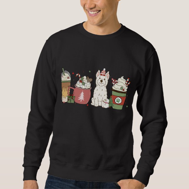 Moletom Café Westie Latte de Natal de inverno Cachorro Hol (Frente)