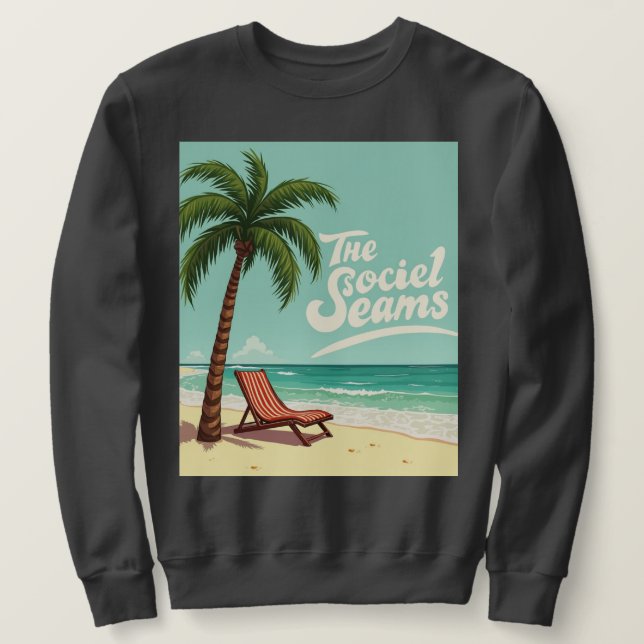 Moletom Calafrio tropical - Palm Tree & Beach Cadeira T-Sh (Frente do Design)