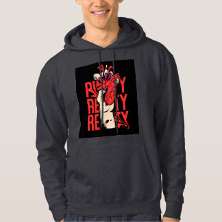 Moletom Camarão-doce preto com coração e Design de mão