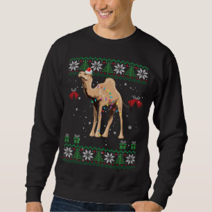 Moletom Camel Christmas Sweater Trees Lights Ornament Veio