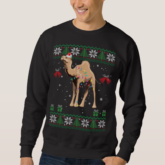 Moletom Camel Christmas Sweater Trees Lights Ornament Veio (Frente)