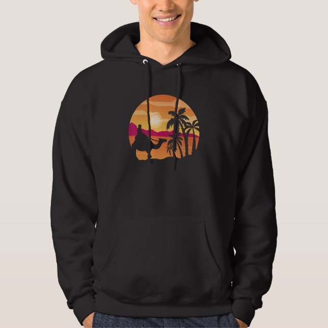 Moletom Camel Sunset Palm Tree Traveler Arabian Camel Ani (Frente)