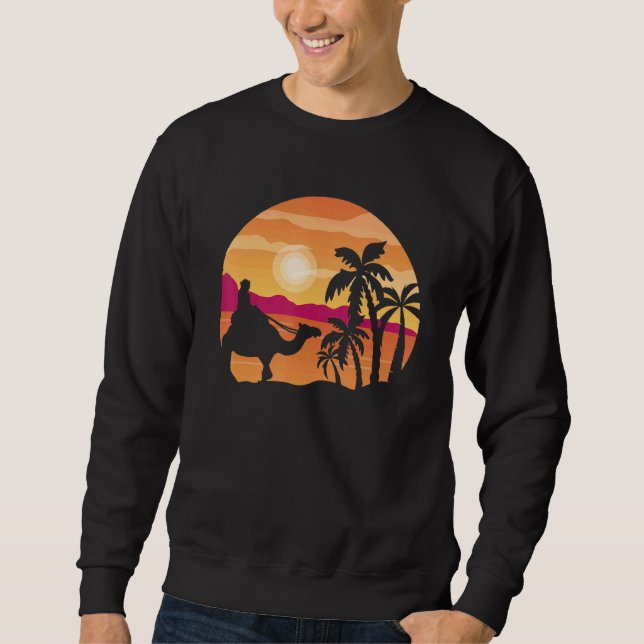 Moletom Camel Sunset Palm Tree Traveler Arabian Camel Ani (Frente)