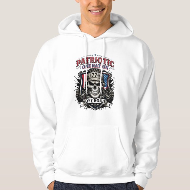 Moletom Caminhão Monstro Patriótico 1776 Crânio Fuera de E (Frente)