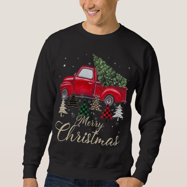 Moletom Caminhão Vermelho Com Xadrez De Buffalo E Natal De (Frente)