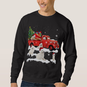 Moletom Caminhão Vermelho Samoyed Caminhão Feliz Natal Ugl