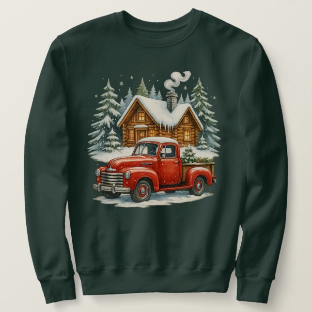 Moletom Caminhãozinho Vermelho Retrô de Natal - Inverno Vi (Frente do Design)