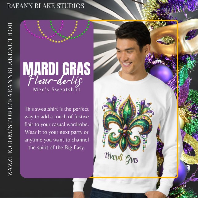 Moletom Camisa-de-suor de Mardi Gras Fleur-de-lis Men (Criador carregado)